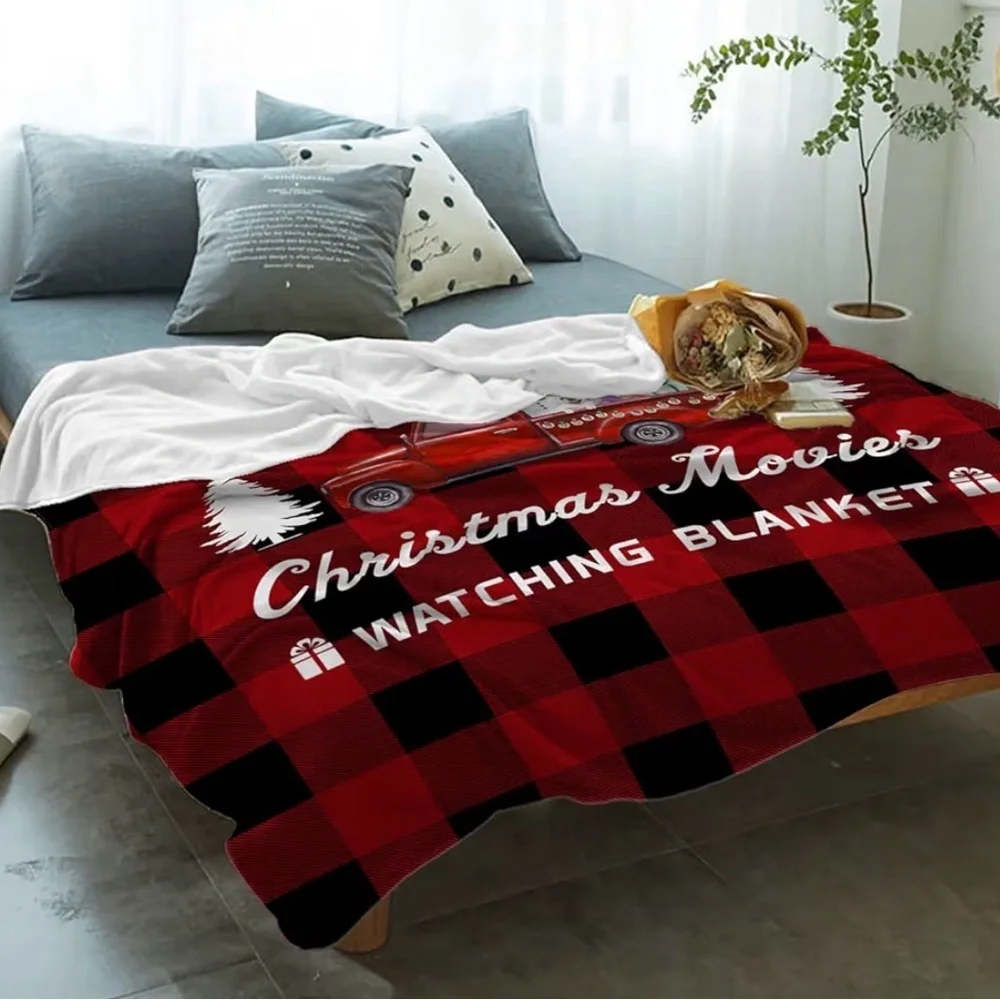 Christmas Movie Watching Red and Black Movies Blanket